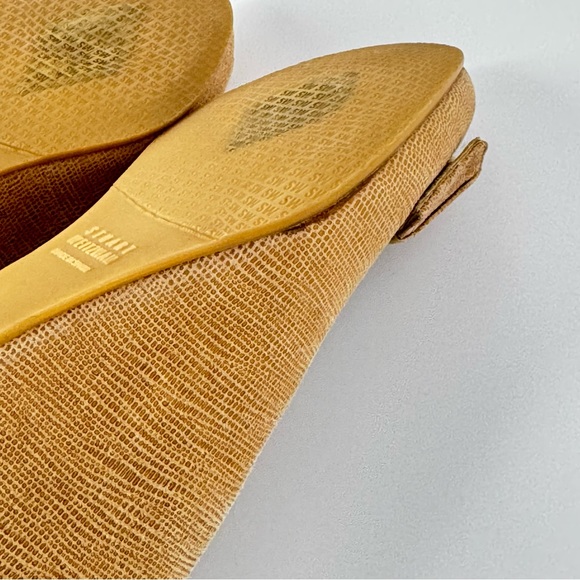 Stuart Weitzman Bucalina Wedge Heels Lizard-Embossed Leather Tortoise Buckle 7.5 - Picture 10 of 14